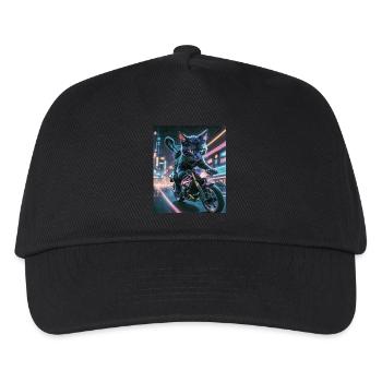 Cyberpunk Katze Biker Cyberpunk Cat Biker - Kinder Basecap - Schwarz - Vorne