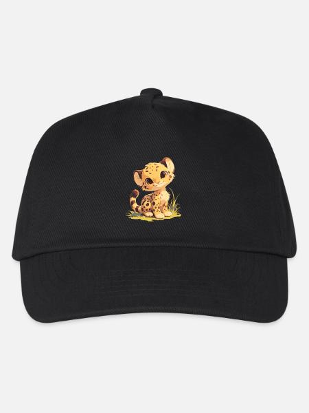 Cheetah Geparde Gepard - Kinder Basecap - Schwarz