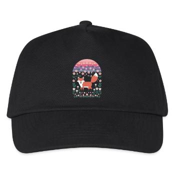 Cottagecore Renard dans le monde des fleurs - Casquette de baseball Enfant - noir - Devant