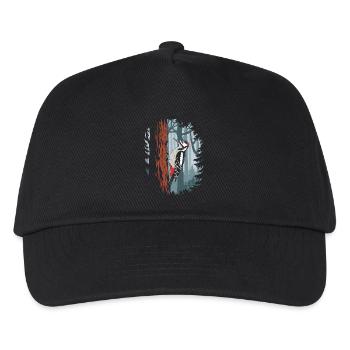 Woodpecker in the forest nature observation - Kids’ Baseball Cap - black - Front