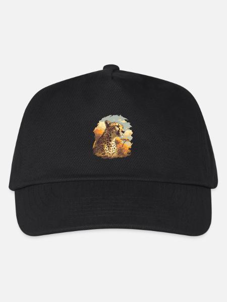 Cheetah Geparde Gepard - Kinder Basecap - Schwarz