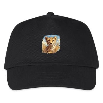 Cheetah Geparde Gepard - Kinder Basecap - Schwarz - Vorne