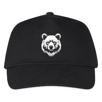 Bär Grizzly Braunbär - Kinder Basecap - Schwarz - Vorne
