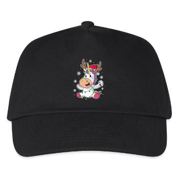 Funny Unicorn Christmas Reindeer Holiday Gift - Kinder Basecap - Schwarz - Vorne