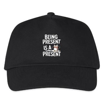 Being Present is a gift with Penguin - Kids’ Baseball Cap - black - Front