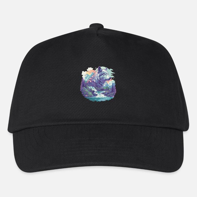 Wölfe Wolf - Kinder Basecap - Schwarz