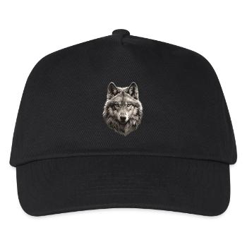 Wölfe Wolf - Kinder Basecap - Schwarz - Vorne