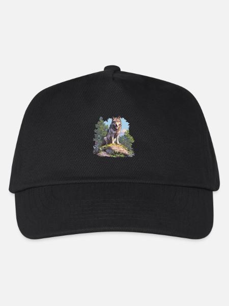 Wölfe Wolf - Kinder Basecap - Schwarz