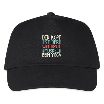Yoga Der Kopf Ist Der Wichtigste Muskel - Kinder Basecap - Schwarz - Vorne