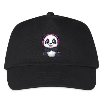 Süßer Panda Headset Musik - Kinder Basecap - Schwarz - Vorne