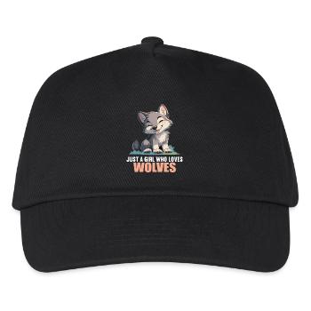 Wölfe Wolf - Kinder Basecap - Schwarz - Vorne