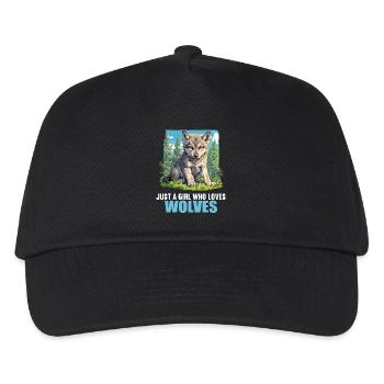 Wölfe Wolf - Kinder Basecap - Schwarz - Vorne
