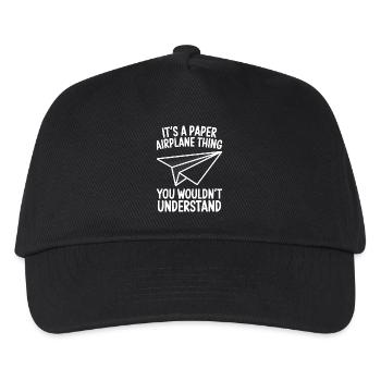 Papierflieger Spruch Witz Papierflugzeug Geschenk - Kinder Basecap - Schwarz - Vorne
