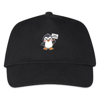 Passiver Aggressiver Pinguin Mit Schild - Kinder Basecap - Schwarz - Vorne