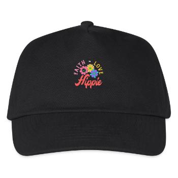 Faith Love Hippie Blumen Retro - Kinder Basecap - Schwarz - Vorne