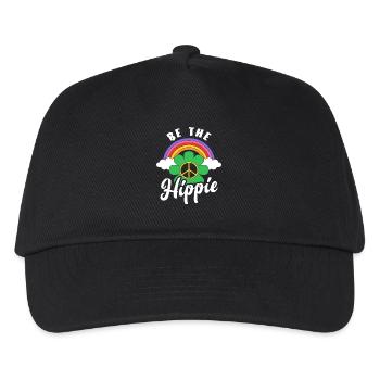 Be The Hippie Friedenszeichen Regenbogen Hippie - Kinder Basecap - Schwarz - Vorne
