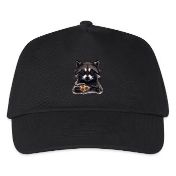 Funny Raccoon Gaming Pizza Gamer Gamer Gaming - Kids’ Baseball Cap - black - Front
