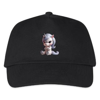 Einhorn grimmig 1 - Kinder Basecap - Schwarz - Vorne
