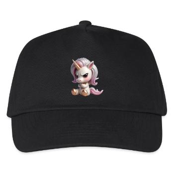 Einhorn grimmig 2 - Kinder Basecap - Schwarz - Vorne