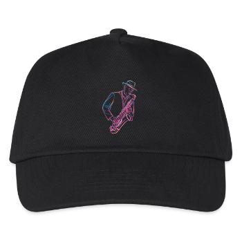 Jazz Musiker mit Saxophon im Vintage Stil - Kinder Basecap - Schwarz - Vorne