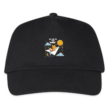 Cat Paper Airplane Moon Kids Cute Stars - Kids’ Baseball Cap - black - Front