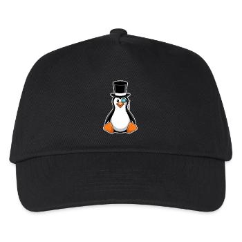 Pingouin élégant avec chapeau haut de forme et monocle - Casquette de baseball Enfant - noir - Devant