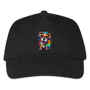 Dog with headphones and sunglasses - Kids’ Baseball Cap - black - Front