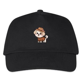 Niedlicher Hund mit Hut und Pullover - Kinder Basecap - Schwarz - Vorne