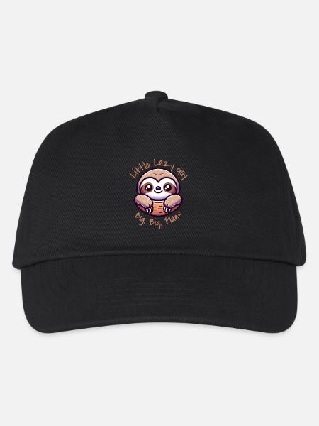 Faultier Kleiner Faulpelz, Große Pläne - Kinder Basecap - Schwarz