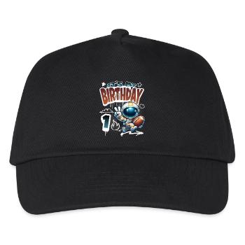 Astronaut 1st Birthday Football - Kids’ Baseball Cap - black - Front