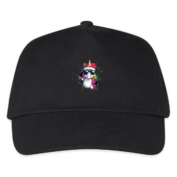 Lustiges Einhorn Weihnachten Einhörner Unicorn - Kinder Basecap - Schwarz - Vorne