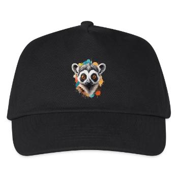 Lemur Bunt Cool Madagaskar - Kinder Basecap - Schwarz - Vorne