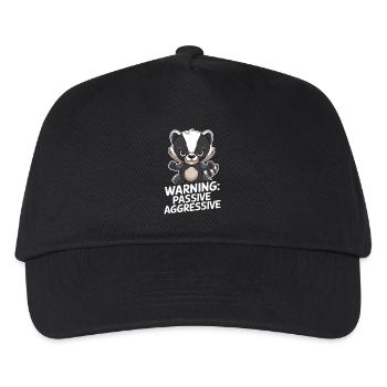 Warning: Passive Aggressive Badger Cartoon - Kids’ Baseball Cap - black - Front