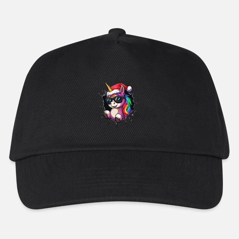 Lustiges Einhorn Weihnachten Einhörner Unicorn - Kinder Basecap - Schwarz