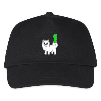 Zahl 1 Nummer Eins - Samojede Hund Motiv - Kinder Basecap - Schwarz - Vorne