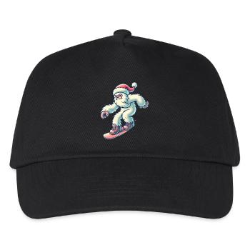Snowboarden Yeti in Santa Hat - Kinder Basecap - Schwarz - Vorne