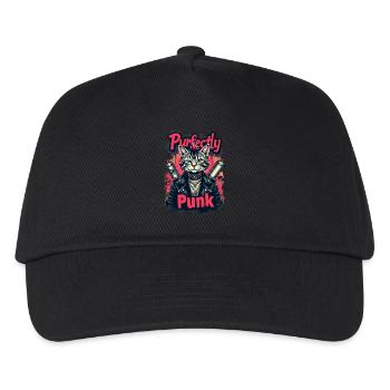 Punk Katze für einen Punker Katzenfreund - Kinder Basecap - Schwarz - Vorne