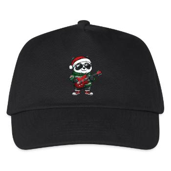 Panda Christmas Rocker Guitar - Kids’ Baseball Cap - black - Front