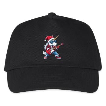 Unicorn Christmas Rocker Guitar - Kids’ Baseball Cap - black - Front