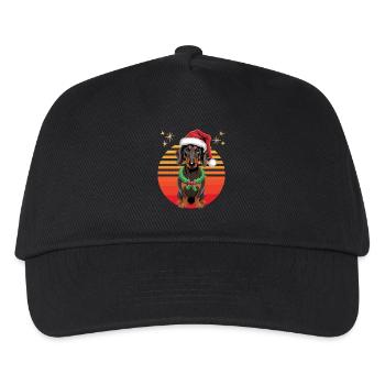 Dackel Weihnachten Hundetrainer Hund Retro Lustig - Kinder Basecap - Schwarz - Vorne