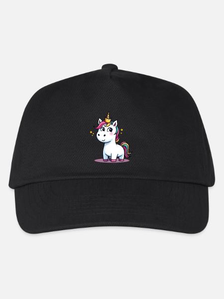 Einhorn Traumlandschaft Glitzerkrone - Kinder Basecap - Schwarz