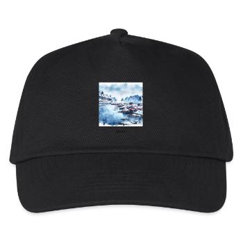 Reine Lofoten Winter Skandinavien Norwegen - Kinder Basecap - Schwarz - Vorne
