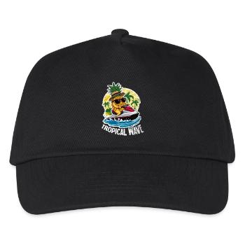 Tropical Wave - Ananas auf Jetski - Kinder Basecap - Schwarz - Vorne
