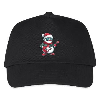 Snowman Christmas Rocker Guitar - Kids’ Baseball Cap - black - Front