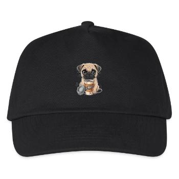 Mops Hundehalter Mops Liebe Kaffee - Kinder Basecap - Schwarz - Vorne