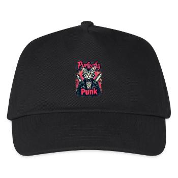 Punk Katze für einen Punker Katzenfreund - Kinder Basecap - Schwarz - Vorne