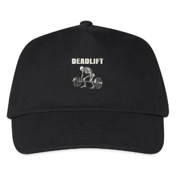 Skelett Deadlift Gym Workout Kreuzheben Geschenk - Kinder Basecap - Schwarz - Vorne