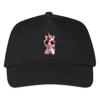 Einhorn Reiterin Ponyhof Pferde Reiten Einhörner - Kinder Basecap - Schwarz - Vorne