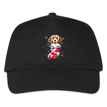 Beagle in einem farbenfrohen Weihnachtsstrumpf - Kinder Basecap - Schwarz - Vorne