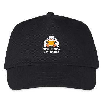 Achtsamkeit Ist Mein Mantra Pinguin - Kinder Basecap - Schwarz - Vorne